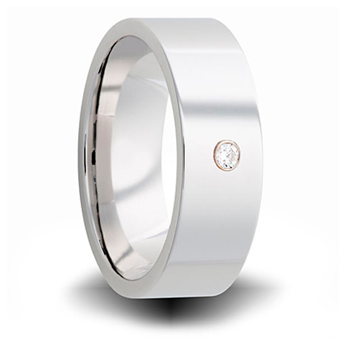 Cobalt 8mm Pipe Cut Ring with Diamond Accent