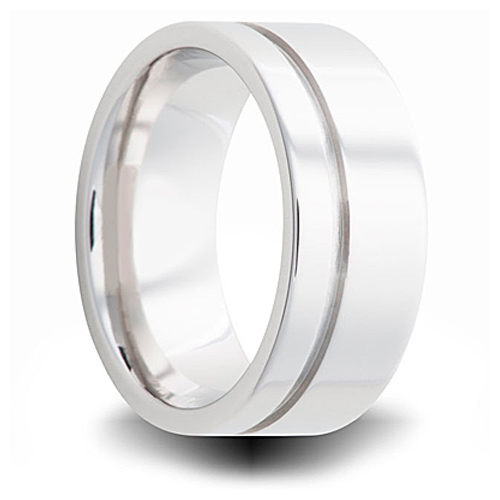 Cobalt 8mm Polished Pipe Cut Band with Groove