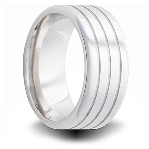 Cobalt 8mm Polished Pipe Cut Band with Grooves