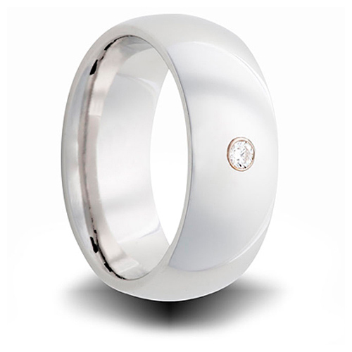 Cobalt 8mm Domed Ring with Diamond Accent