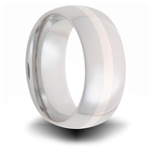 Cobalt 8mm Domed Ring with Sterling Silver Inlay