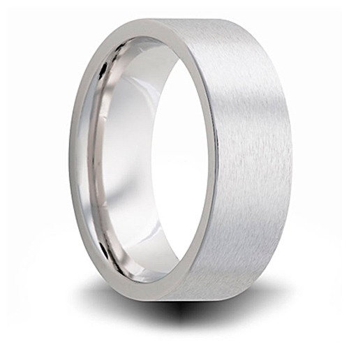 Cobalt 8mm Brushed Pipe Cut Wedding Band