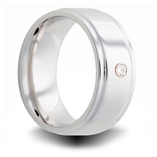 Cobalt 8mm Step Down Ring with Diamond Accent