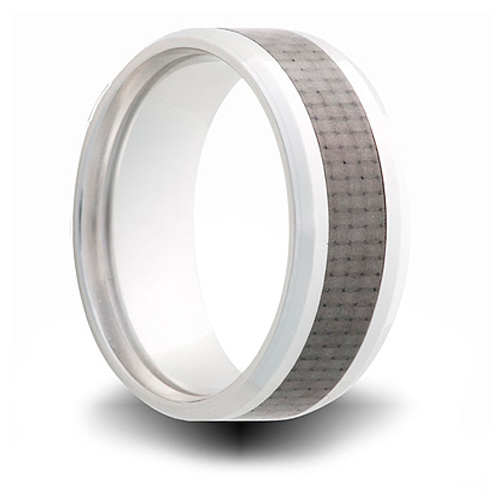 Cobalt 8mm Ring with Carbon Fiber Inlay and Beveled Edges