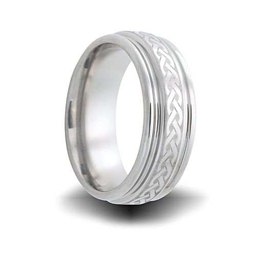 Titanium 8mm Celtic Knot Wedding Band with Grooved Edge