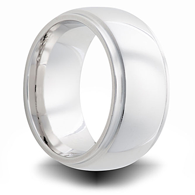Cobalt 8mm Polished Domed Band with Grooves