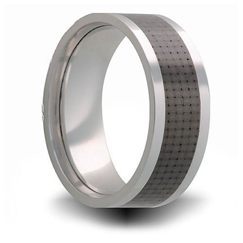 8mm Titanium Ring with Carbon Fiber Inlay