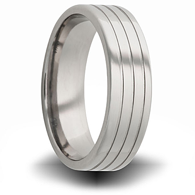 Titanium 8mm Pipe Cut Ring with Three Grooves
