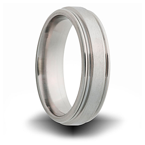 Titanium 8mm Pipe Cut Ring with Ridged Edges