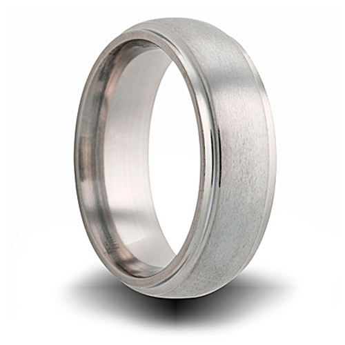 Titanium 8mm Domed Brushed Ring with Step Down Edges