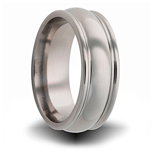 Titanium 8mm Domed Ring with Rounded Edges