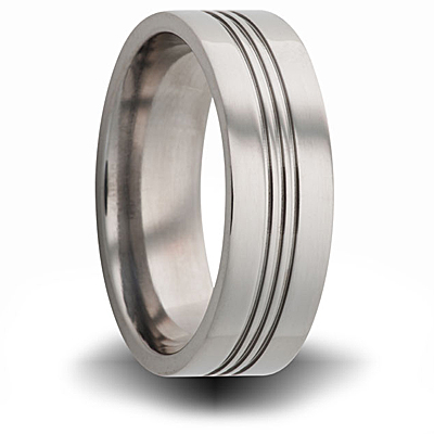 Titanium 8mm Pipe Cut Ring with Grooves