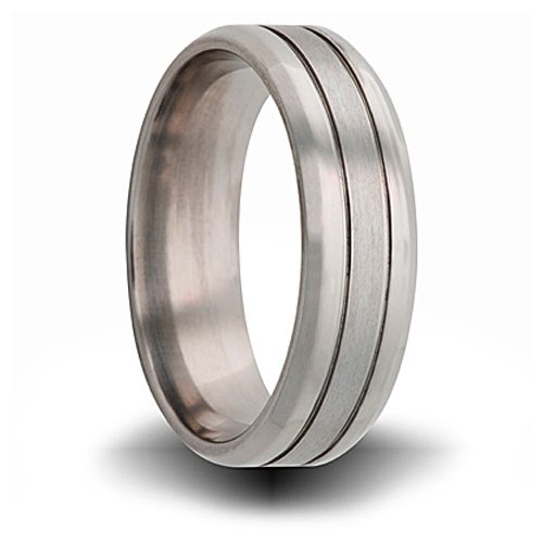 Titanium 8mm Beveled Band with Brushed Finish