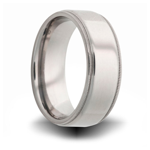 Titanium 8mm Milgrain Pipe Cut Ring
