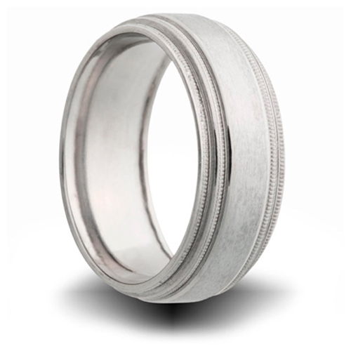 Titanium 8mm Double Milgrain Pipe Cut Ring
