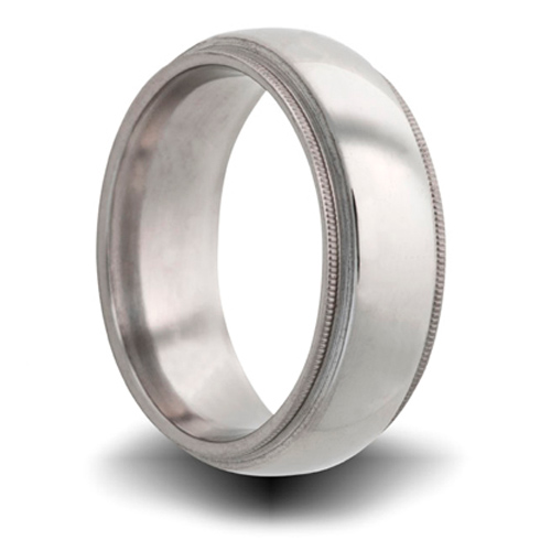 Titanium 8mm Milgrain Domed Ring