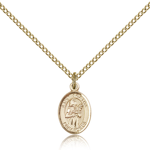 Gold Filled 1/2in St Agatha Charm & 18in Chain