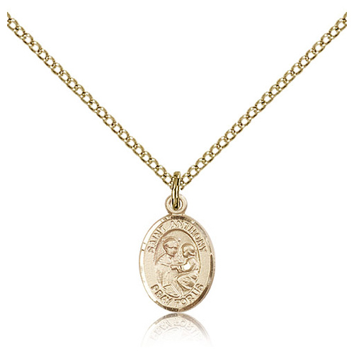 Gold Filled 1/2in St Anthony Charm & 18in Chain