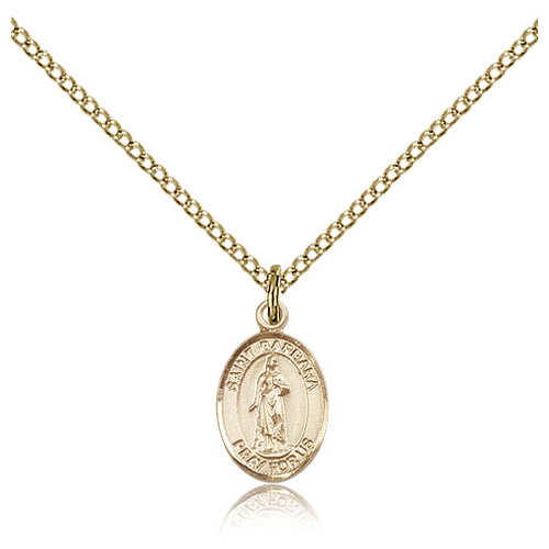 Gold Filled 1/2in St Barbara Charm & 18in Chain