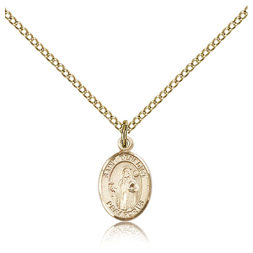 Gold Filled 1/2in St Benedict Charm & 18in Chain