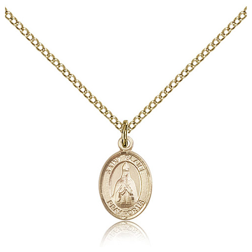 Gold Filled 1/2in St Blaise Charm & 18in Chain