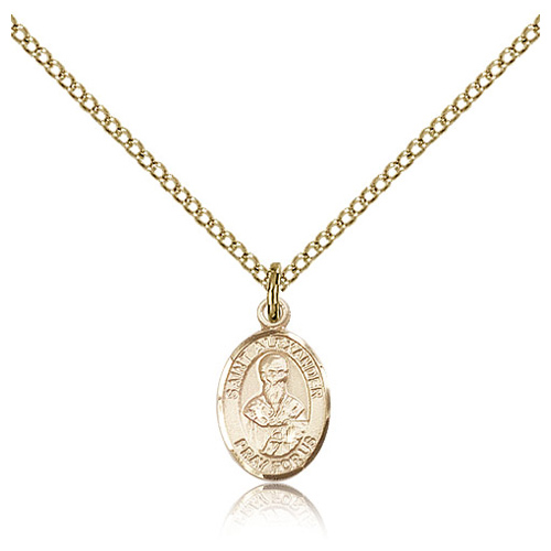 Gold Filled 1/2in St Alexander Charm & 18in Chain