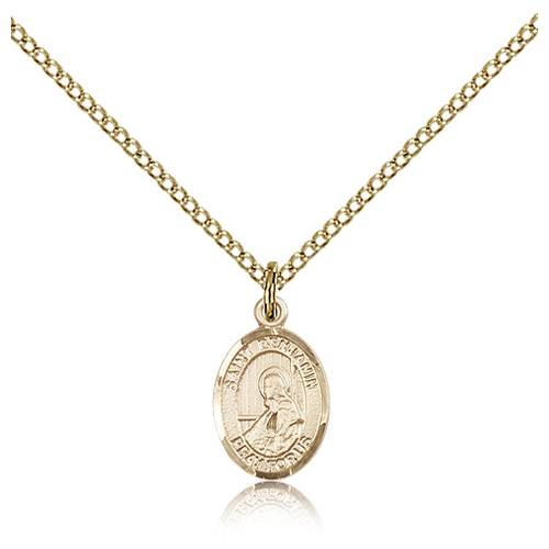 Gold Filled 1/2in St Benjamin Charm & 18in Chain