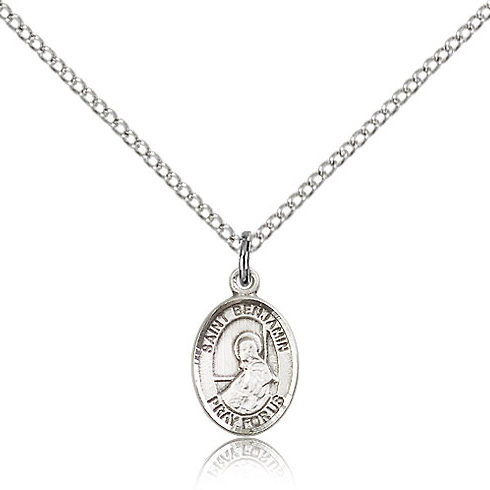 Sterling Silver 1/2in St Benjamin Charm & 18in Chain