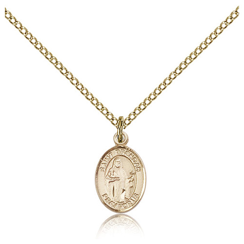 Gold Filled 1/2in St Brendan Charm & 18in Chain