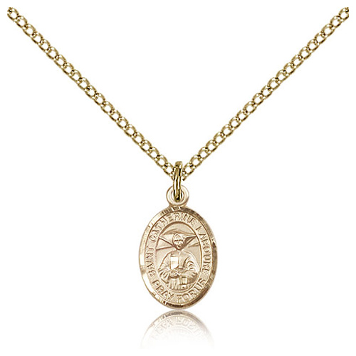 Gold Filled 1/2in St Catherine Laboure Charm & 18in Chain