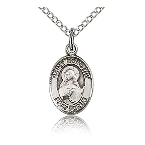 Sterling Silver 1/2in St Dorothy Charm & 18in Chain