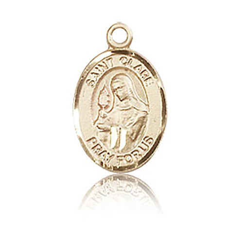 14kt Yellow Gold 1/2in St Clare Medal