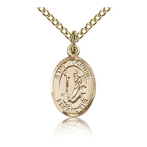 Gold Filled 1/2in St Dominic Charm & 18in Chain