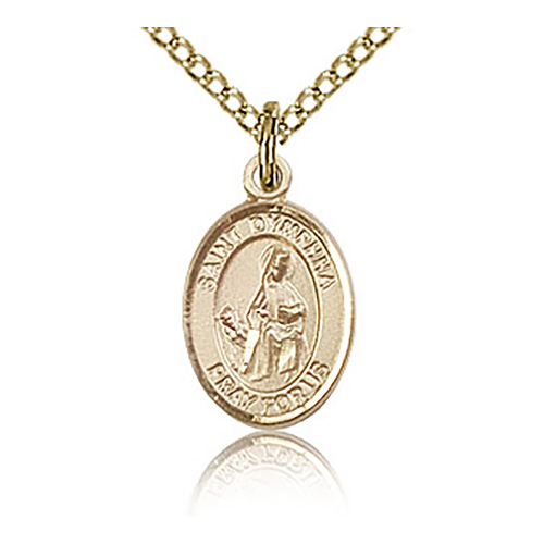 Gold Filled 1/2in St Dymphna Charm & 18in Chain
