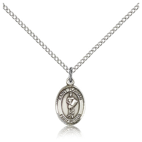 Sterling Silver 1/2in St Florian Charm & 18in Chain