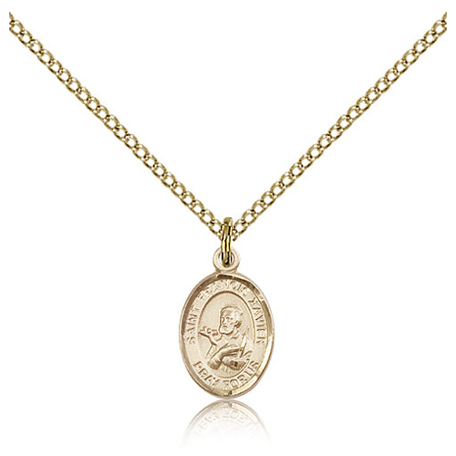 Gold Filled 1/2in St Francis Xavier Charm & 18in Chain