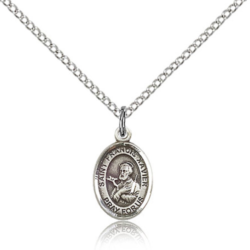 Sterling Silver 1/2in St Francis Xavier Charm & 18in Chain