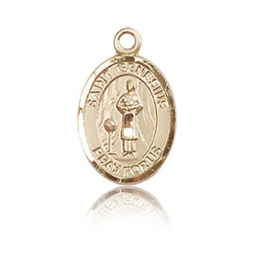14kt Yellow Gold 1/2in St Genesius Charm