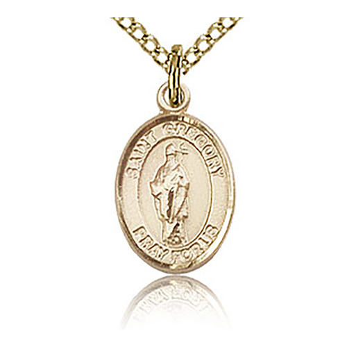 Gold Filled 1/2in St Gregory Charm & 18in Chain