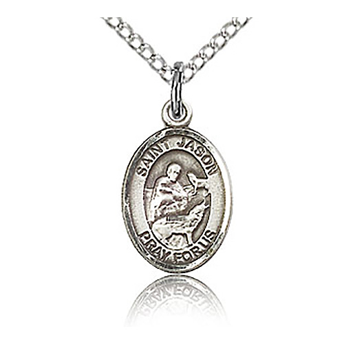 Sterling Silver 1/2in St Jason Charm & 18in Chain