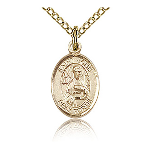Gold Filled 1/2in St John the Apostle Charm & 18in Chain