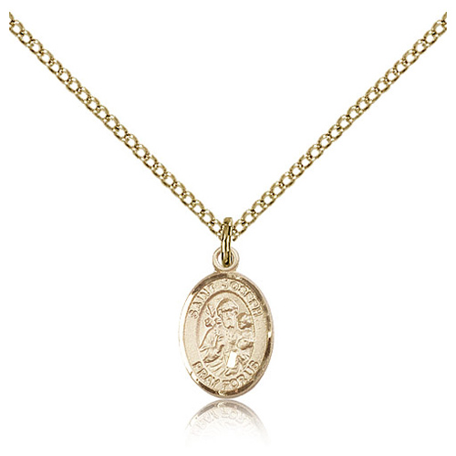 Gold Filled 1/2in St Joseph Charm & 18in Chain