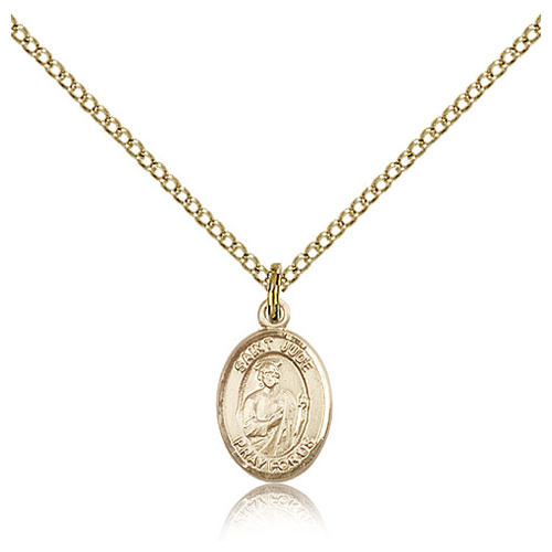 Gold Filled 1/2in St Jude Charm & 18in Chain