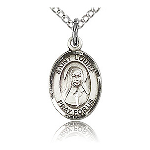 Sterling Silver 1/2in St Louise de Marillac Charm & 18in Chain