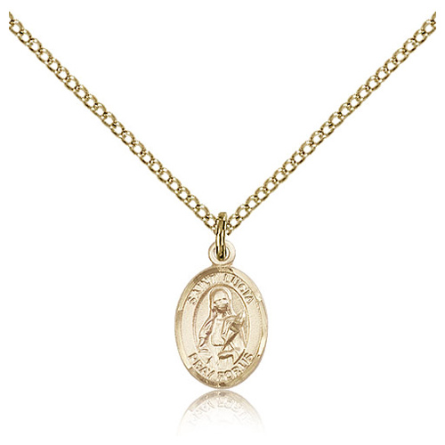 Gold Filled 1/2in St Lucia Charm & 18in Chain