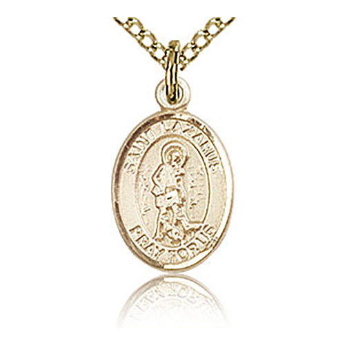 Gold Filled 1/2in St Lazarus Charm & 18in Chain