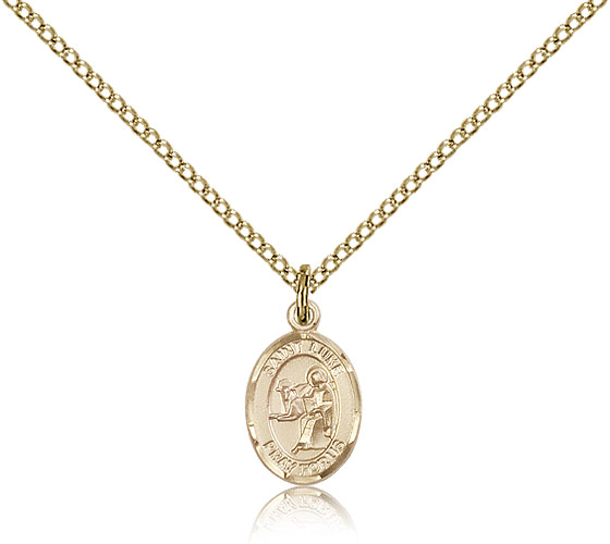 Gold Filled 1/2in St Luke Charm & 18in Chain