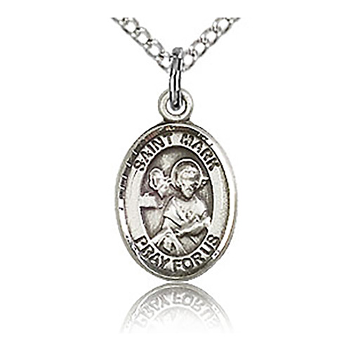 Sterling Silver 1/2in St Mark Charm & 18in Chain