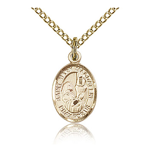 Gold Filled 1/2in St Mary Magdalene Charm & 18in Chain