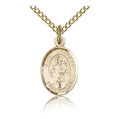 Gold Filled 1/2in St Nicholas Charm & 18in Chain